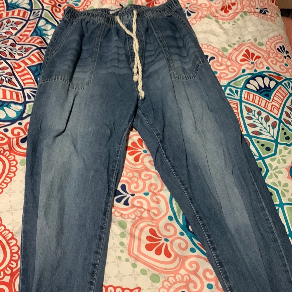 Celebrity pink tie up jeans/sweats